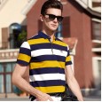 Summer new men's short-sleeved business T-shirt striped cotton lapel polo shirt