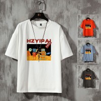 Pure cotton youth summer printed T-shirt men's casual shirt youth fashion