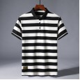 Summer men's fashion casual striped lapel micro-elastic men's POLO shirt short sleeves comfortable