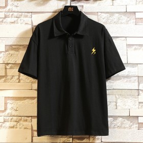 Lapel short-sleeved polo shirt men's plus size loose half-sleeved t-shirt men's comfortable fashion casual