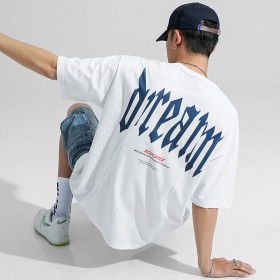 Short-sleeved summer new round neck pullover cotton hip-hop printed t-shirt fashion handsome wild