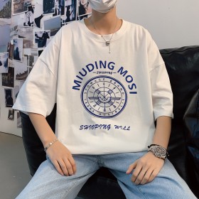 Printed T-shirt men's plus size fashion trend loose plus size summer short sleeve