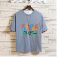 Summer new casual short-sleeved men's loose letter printing large size fashion
