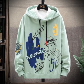 Boys spring wear new hooded sweater comfortable fashion casual trend wild youth print loose burst