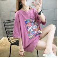 Summer new style large size women's cartoon printed short-sleeved T-shirt student casual bottoming ladies shirt