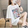 Summer new style large size women's cartoon printed short-sleeved T-shirt student casual bottoming ladies shirt