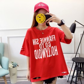 Summer new printed ladies tops MM large size women's students loose short-sleeved t-shirt women