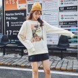 Fine cotton cat sweater women loose long-sleeved spring new women's cute fresh women's tops