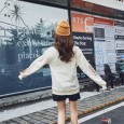 Fine cotton cat sweater women loose long-sleeved spring new women's cute fresh women's tops