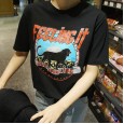 Summer new large size women's loose student short-sleeved T-shirt female print bottoming ladies top