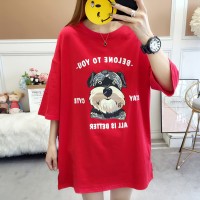 Summer new loose large size women's student jacket tide half-sleeved round neck printed short-sleeved T-shirt female