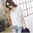 Summer plus size women's loose tide slub cotton short-sleeved T-shirt women casual women's tops
