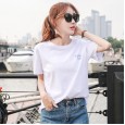 Summer new large size women's solid color printing bottoming shirt women's shirt loose short-sleeved t-shirt women