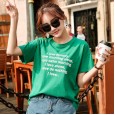 Summer new large size women's loose short-sleeved t-shirt female printing solid color student female shirt tide