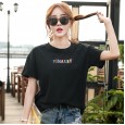 Summer new loose large size women's printed round neck short-sleeved t-shirt female solid color ladies shirt tide