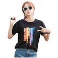 Summer new large size women's cotton white short-sleeved t-shirt female loose student female shirt tide