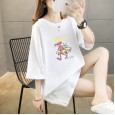 Summer basic color conventional round neck mid-length large size women's MM short-sleeved cotton loose t-shirt