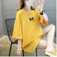 Fine cotton round neck short-sleeved t-shirt female summer  